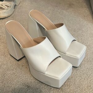 white platform heels